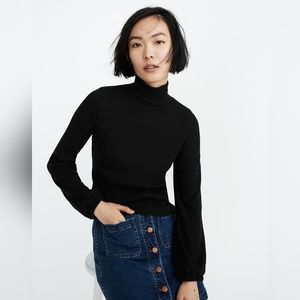 Madewell Bubble-Sleeve Swing Turtleneck in Black Size XS NWOT